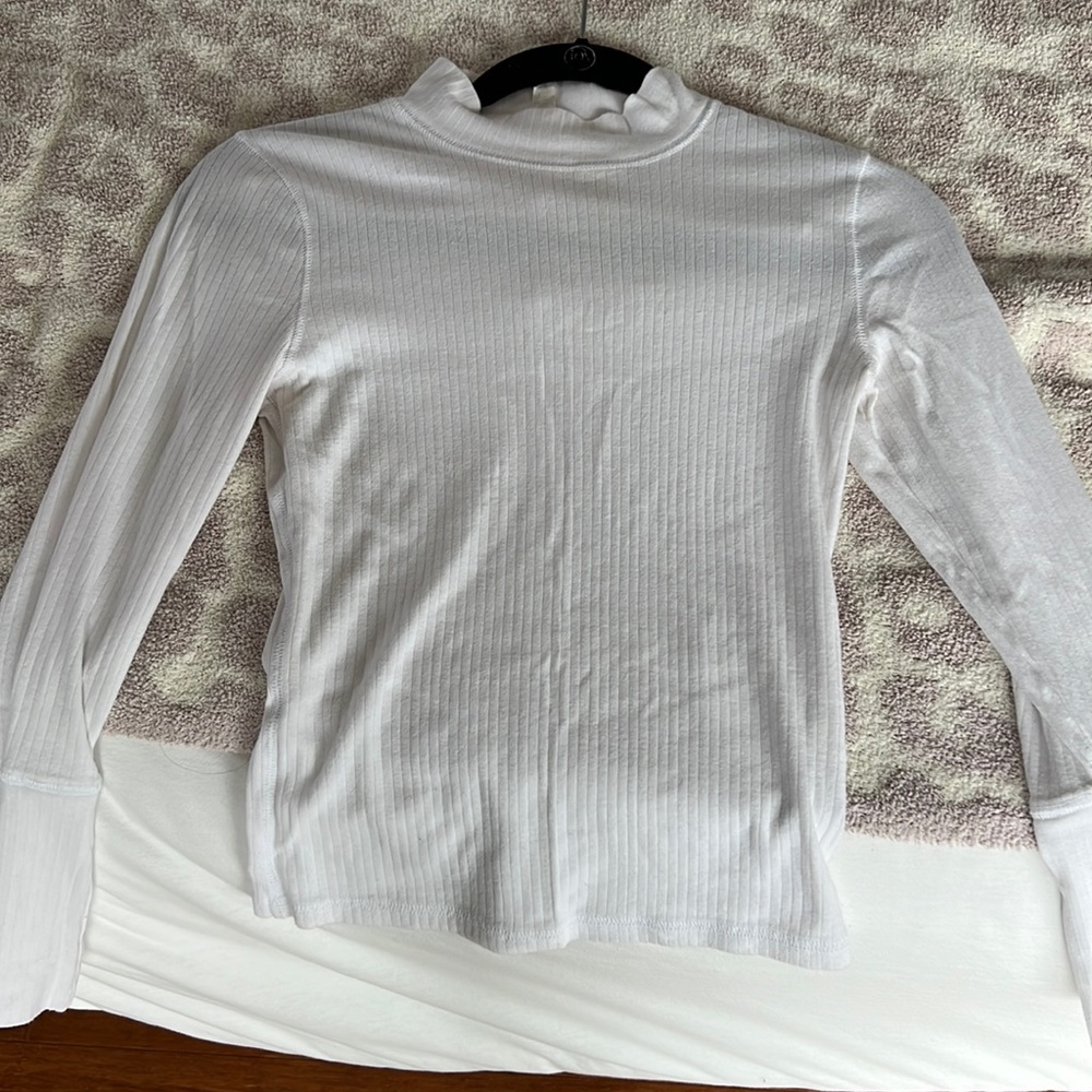Free people white mock neck ribbed shirt